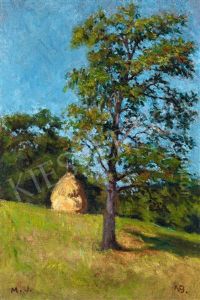 Nagybanya Landsape With Haystack by Jeno Maticska