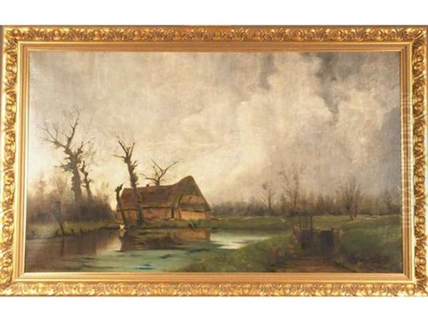 Paysage De Picardie : Chaumiere A La Mare - view 1