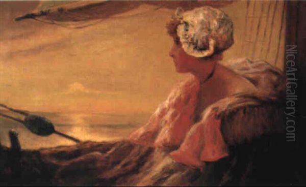 Reverie Sur Un Bateau Au Soleil Couchant - view 1