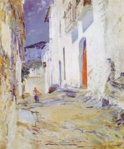 Calle De Pueblo Con Casas Encaladas