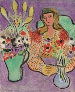 Jeune Fille Aux Anemones Sur Fond Violet by Henri Matisse