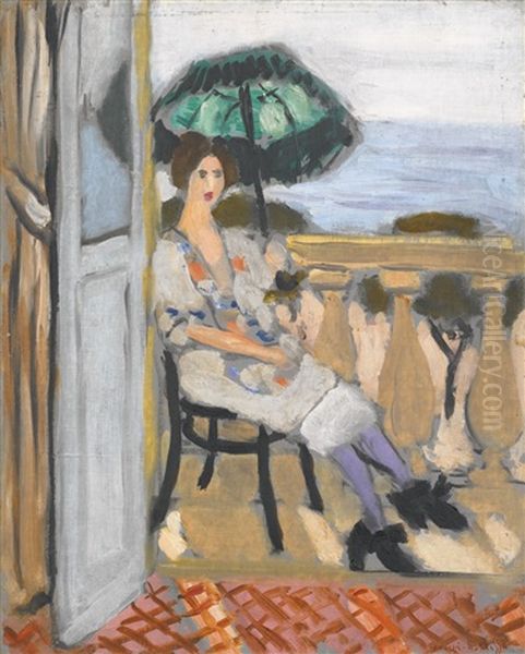 Femme A L'ombrelle Verte - view 1