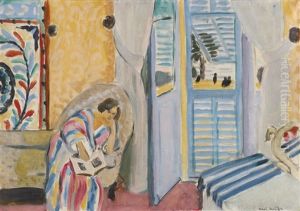 Interieur A Nice, Femme Assise Avec Un Livre by Henri Matisse