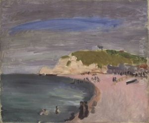 La Plage D'etretat - Plage D'etretat Avec Baigneurs