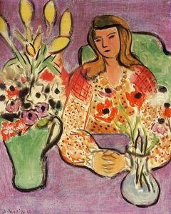 Jeune Fille Aux Anemones Sur Fond Violet (jeune Fille Blonde Sur Fond Violet)
