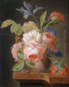 Bouquet Of Flowers With Roses by Jean Baptiste Berre