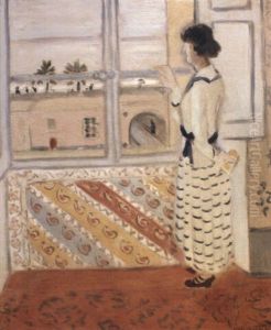 Jeune Femme A La Fenetre, Robe Rayee Bleue by Henri Matisse
