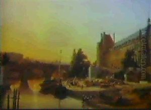 Vue De La Monnaie, Et Du Pont-neuf & Vue De La Galerie Du Bord De L'eau Et Du Pont Royal by Louis Nicolas Matout