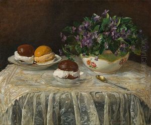 Still Life With Viola And Sweets by Franz Von Matsch