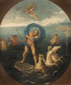Das Element Wasser: Poseidon Auf Einer Muschel Stehend Das Element Wasser: Poseidon Auf Einer Muschel Stehend