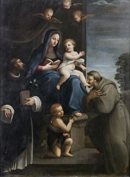 The Madonna And Child With The Infant Saintjohn The Baptist And Saints Dominic And Francis - view 1