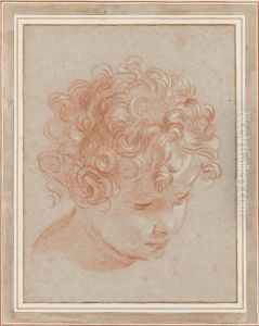Head Of A Young Boy With Curly Hair, Looking Down To Theright by Niccolo Berrettoni
