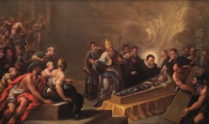 San Francesco Borgia Davanti Al Corpo Della Regina Isabella Di Castiglia by Paolo de Matteis