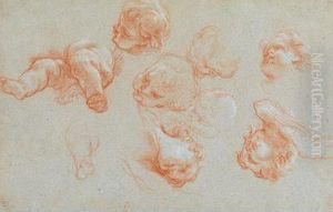 A Study Sheet With Legs And Heads Of Putti by Niccolo Berrettoni