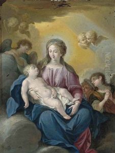 The Madonna And Child, With Angels by Paolo de Matteis