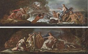The Triumph Of Galatea (+ Civilisation And The Arts Paying Tribute To A Herm Of Mercury; Pair) by Paolo de Matteis