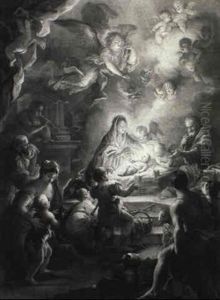 Adoration Of The Shepherds With Angels In An Interior Adoration Of The Shepherds With Angels In An Interior