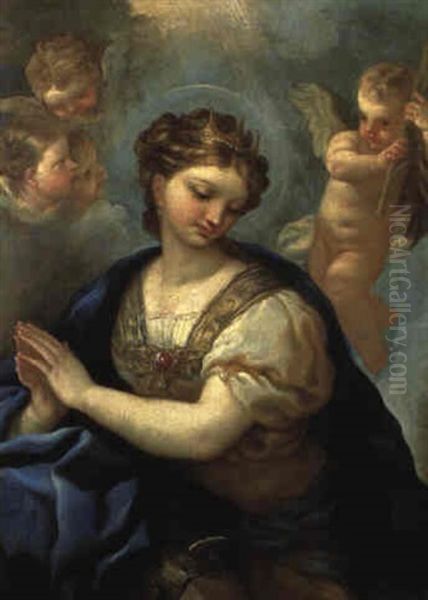 St. Catherine With An Angel And Cherubs - view 1