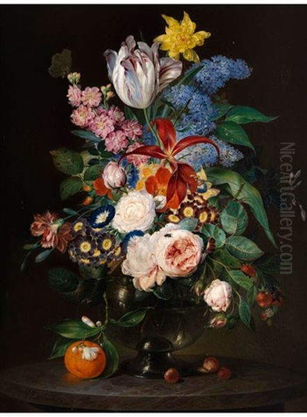 Grosser Fruhsommerblumenstrauss In Einer Glasvase - view 1