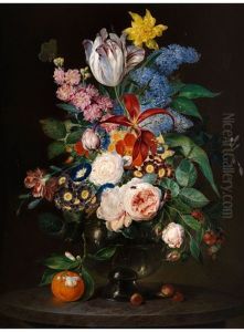 Grosser Fruhsommerblumenstrauss In Einer Glasvase by Andreas Theodor Mattenheimer