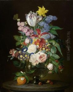 Prachtiges Blumenstillleben Mit Insekten