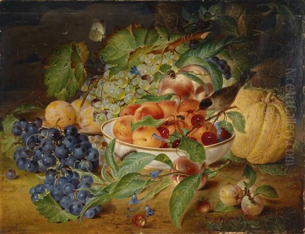 Fruchtestillleben Mit Trauben, Pfirsich Und Kurbis - view 1