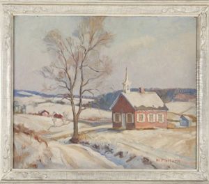Winter Landscape With Church by Walter Mattern