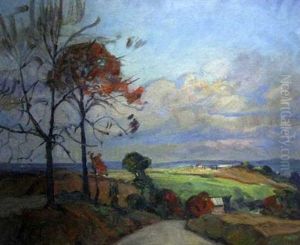 Autumn Landscape With Country Road by Walter Mattern
