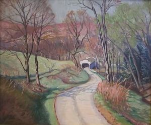 Spring Landscape With Covered Bridge by Walter Mattern