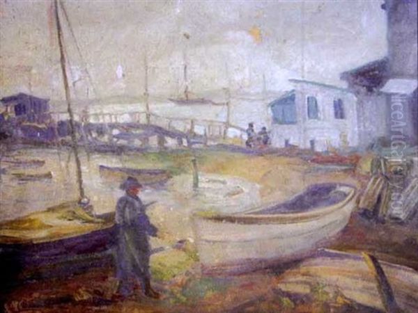 Harbor Scene With Figures - view 1