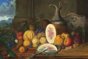 Still Life With Flower, Melon & Apples by Tompkins Harrison Matteson