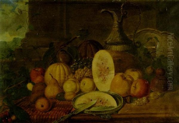 Still Life With An Ewer, Melons, Apples And Other Fruit - view 1