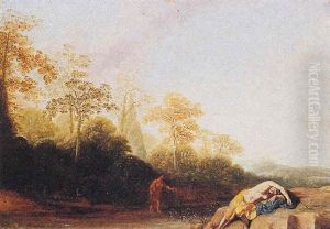 A Wooded River Landscape With Diana Resting by Cornelis Matteus