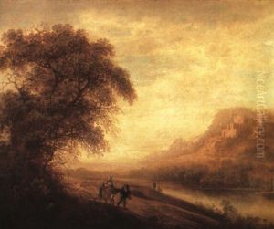Wooded River Landscape With The Flight Into Egypt by Cornelis Matteus