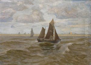 Uferstuck Mit Segelbooten Uferstuck Mit Segelbooten