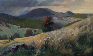 Hugellandschaft Vor Gewitter by Theodor Matthei