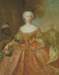 Portrait Of Princess Sophie Friedrich Albertine Of Anhalt, Holding A Basket Of Flowers, A Moor Beside