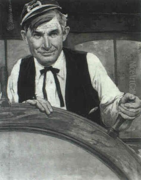 Will Rogers At The Wheel Of A Steamboat - view 1