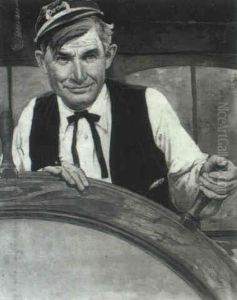 Will Rogers At The Wheel Of A Steamboat by Joseph A. Maturo