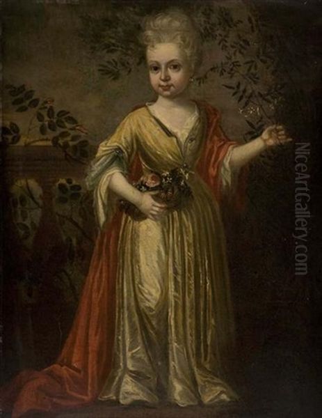 Portrait Of A Young Girl Holding A Posy - view 1