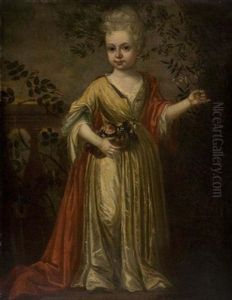 Portrait Of A Young Girl Holding A Posy by James Francis Maubert