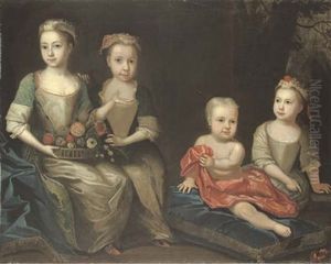 Group Portrait Of The Holdsworth Children, Mary, Sarah, Arthur And Anne