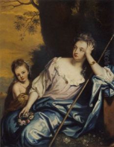 Portrait Of A Mother And Child As A Shepherdess, In A Landscape Portrait Of A Mother And Child As A Shepherdess, In A Landscape