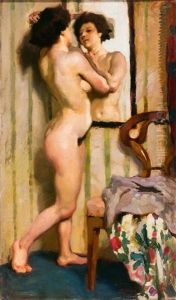 Weiblicher Akt Vor Dem Spiegel by Richard Mauch