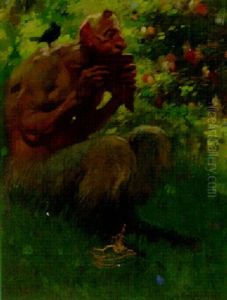 Pan Seated In A Woodland by Richard Mauch