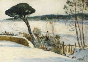 Paysage, Poelan, Landes Et Sapins Sous La Neige by Maxime Maufra