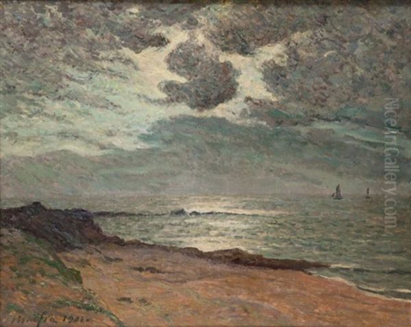 Lune Voilee Par Les Nuages A Beg Meil - view 1