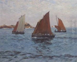 Les Voiles Rouges Pres De Saint Guenole by Maxime Maufra