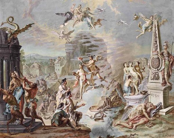 Allegorie Auf Das Foderationsfest Auf Dem Marsfeld (champs De Mars) In Paris, Das Am 14. Juli 1790 Zum Ersten Jahrestag Der Ersturmung Der Bastille Abgehalten Wurde - view 1