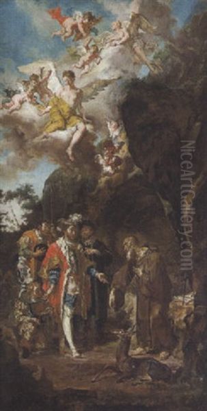 Der Westgotenkonig Wamba Entdeckt Den Heiligen Aegidius, Der, Unterstuzt Vom Konig Ein Kloster Grundete - view 1